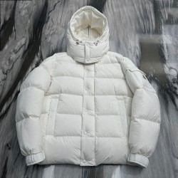 Moncler Logo Print Double-Front Hooded Long-Sleeve Down Jacket