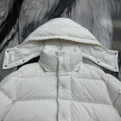 Moncler Logo Print Double-Front Hooded Long-Sleeve Down Jacket