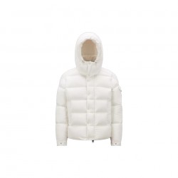Moncler Logo Print Double-Front Hooded Long-Sleeve Down Jacket