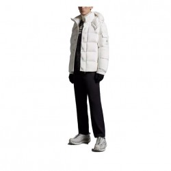 Moncler Logo Print Double-Front Hooded Long-Sleeve Down Jacket
