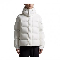 Moncler Logo Print Double-Front Hooded Long-Sleeve Down Jacket