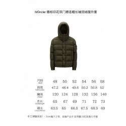 Moncler Logo Print Double-Front Hooded Long-Sleeve Down Jacket Green