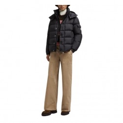 M0ncler Logo Print Double-Front Hooded Long-Sleeve Down Jacket Green