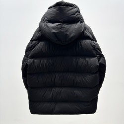 M0ncler Logo Print Double-Front Hooded Long-Sleeve Down Jacket Green