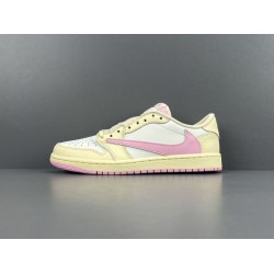 GT AJ 1 Retro Low Travis Scott Shy Pink Fashion Sneakers IQ7604-100