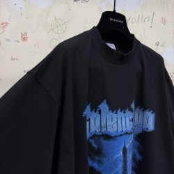 GT Balenciaga Men's Paris Thunderstorm T-shirt in Black