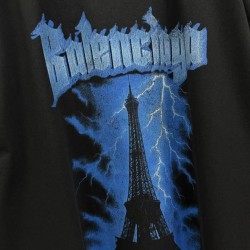 GT Balenciaga Men's Paris Thunderstorm T-shirt in Black