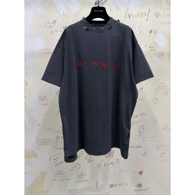 GT Balenciaga Men's Dirac Equation T-shirt in Washed Black/red