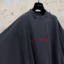 GT Balenciaga Men's Dirac Equation T-shirt in Washed Black/red