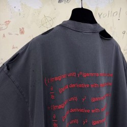 GT Balenciaga Men's Dirac Equation T-shirt in Washed Black/red