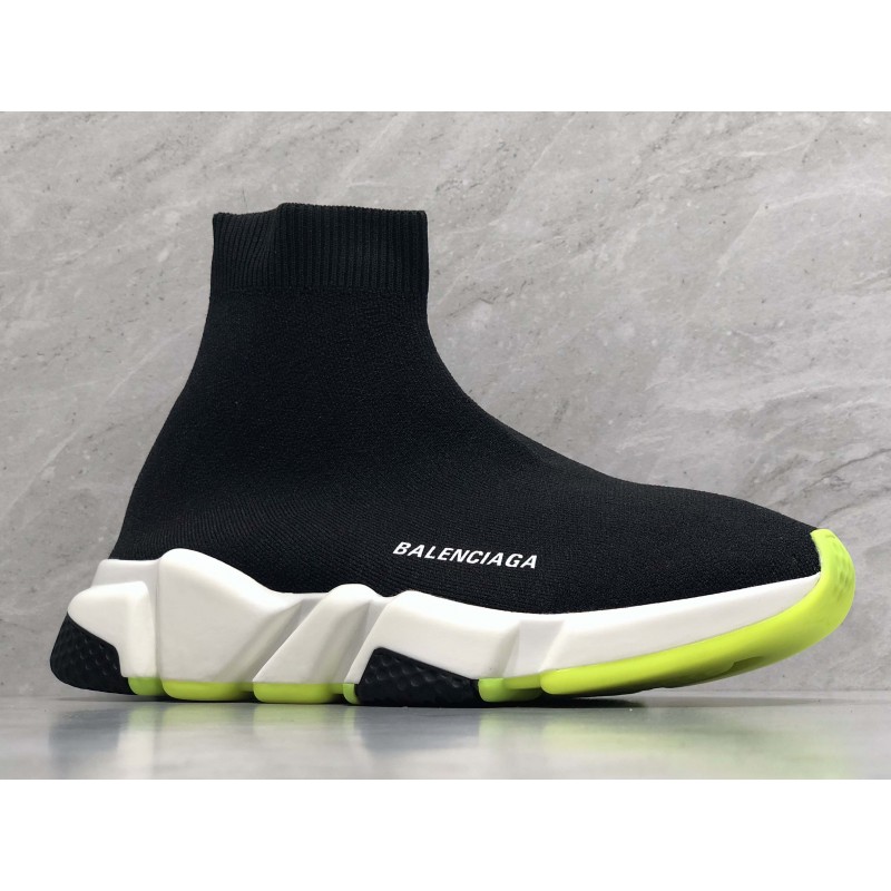 GT Batch Balenciaga Speed Trainer Black White Neon 2018 - Allkicks247