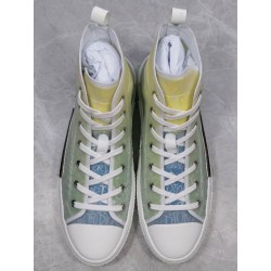 GT B23 Hi Top Sneaker Yellow and Green Canvas with DIOR AND SHAWN Motif