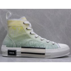 GT B23 Hi Top Sneaker Yellow and Green Canvas with DIOR AND SHAWN Motif