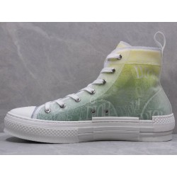 GT B23 Hi Top Sneaker Yellow and Green Canvas with DIOR AND SHAWN Motif