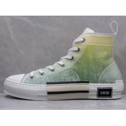 GT B23 Hi Top Sneaker Yellow and Green Canvas with DIOR AND SHAWN Motif