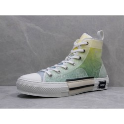 GT B23 Hi Top Sneaker Yellow and Green Canvas with DIOR AND SHAWN Motif