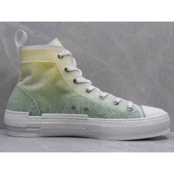 GT B23 Hi Top Sneaker Yellow and Green Canvas with DIOR AND SHAWN Motif
