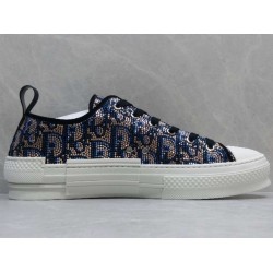 GT Dior B23 Low-top Sneaker Beige and Blue Oblique Strass