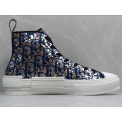 GT Dior B23 High-top Sneaker Beige and Blue Oblique Strass