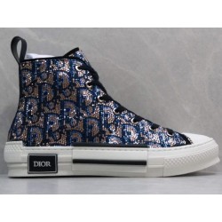 GT Dior B23 High-top Sneaker Beige and Blue Oblique Strass