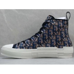 GT Dior B23 High-top Sneaker Beige and Blue Oblique Strass