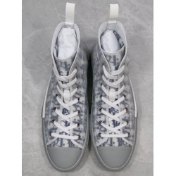 GT B23 Hi Top Sneaker Navy Blue Dior Oblique Canvas with Gray Rubber Sole